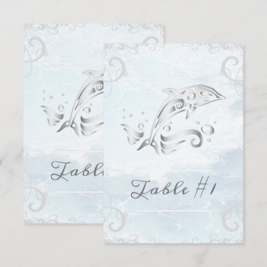 Silver Dolphin Wedding Table Kaart (Voorkant / Achterkant)