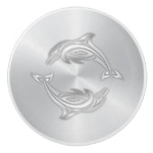 Silver Dolphins Monogram Coastal Keramische Knop (Voorkant)