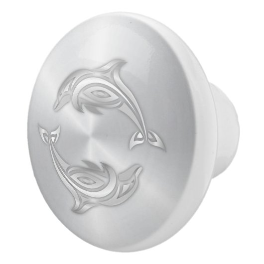 Silver Dolphins Monogram Coastal Keramische Knop (Rechts)