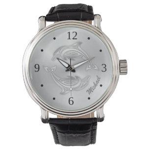 Silver Dolphins Monogram Watch Horloge