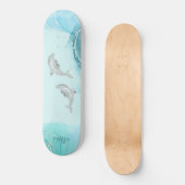 Silver Dolphins Wave Coastal Jouw naam Persoonlijk Skateboard (Voorkant)