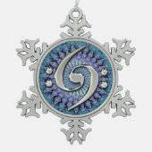 Silver Double Bass Clef Fractal Snowflake Ornament (Voorkant)