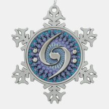 Silver Double Bass Clef Fractal Snowflake Ornament