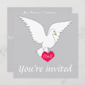 Silver Dove Wedding Uitnodiging (Voorkant / Achterkant)