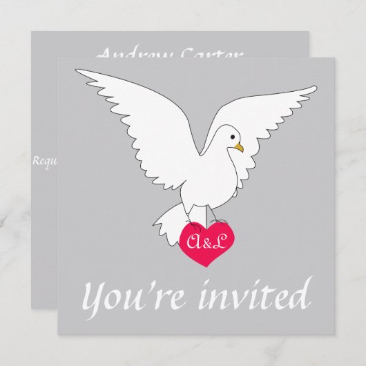 Silver Dove Wedding Uitnodiging (Voorkant / Achterkant)
