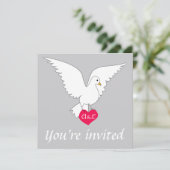 Silver Dove Wedding Uitnodiging (Staand voorkant)