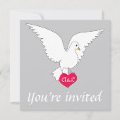 Silver Dove Wedding Uitnodiging (Voorkant)