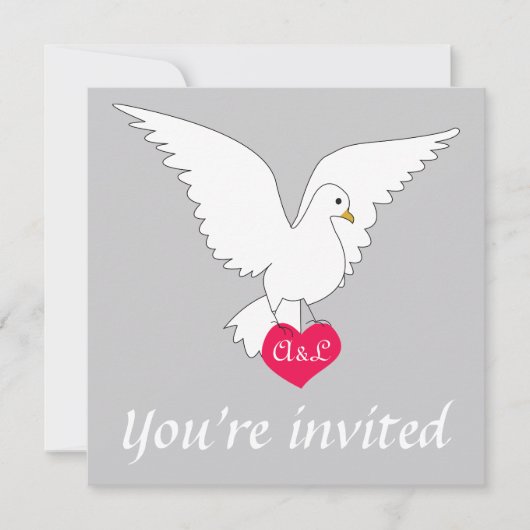 Silver Dove Wedding Uitnodiging (Voorkant)