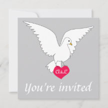 Silver Dove Wedding Uitnodiging