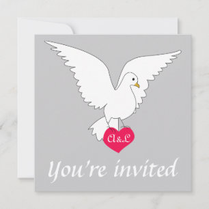 Silver Dove Wedding Uitnodiging