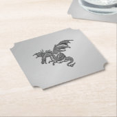 Silver Dragon Kartonnen Onderzetters (Gekanteld)