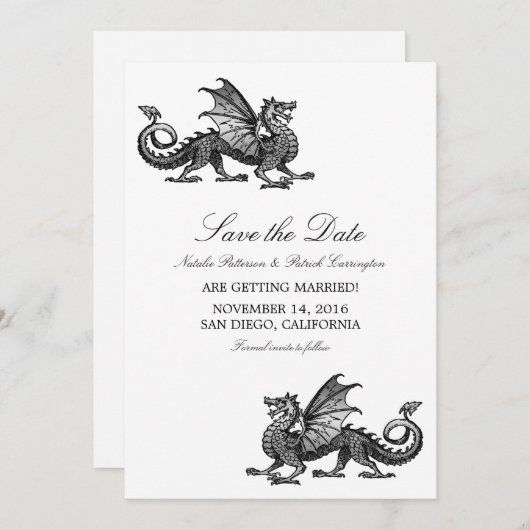Silver Dragon Save the Date Invite (Voorkant / Achterkant)