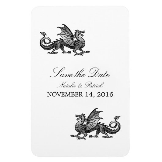 Silver Dragon Save the Date Magnet Magneet (Verticaal)