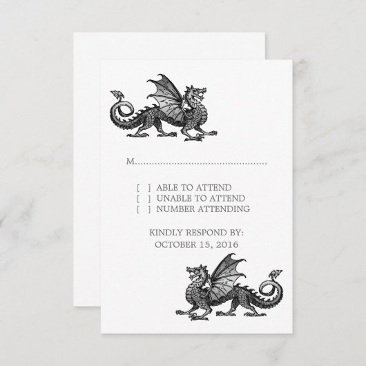 Silver Dragon Wedding Response Kaart (Voorkant / Achterkant)