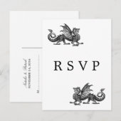 Silver Dragon Wedding RSVP Briefkaart (Voorkant / Achterkant)