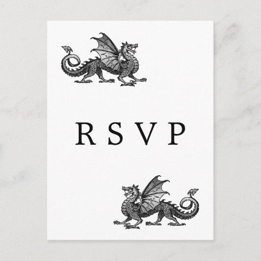 Silver Dragon Wedding RSVP Briefkaart (Voorkant)