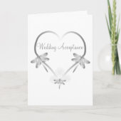 Silver Dragonfly Heart Wedding Acceptatie Bedankkaart (Voorkant)