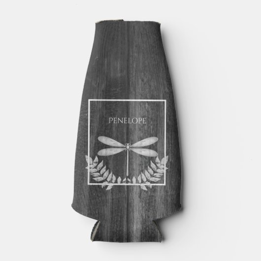 Silver Dragonfly Rustic - Aangepaste flessenkoeler Flesjeskoeler (Voorkant)