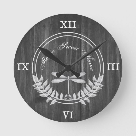 Silver Dragonfly Rustic Acrylwand Ronde Klok (Voorkant)