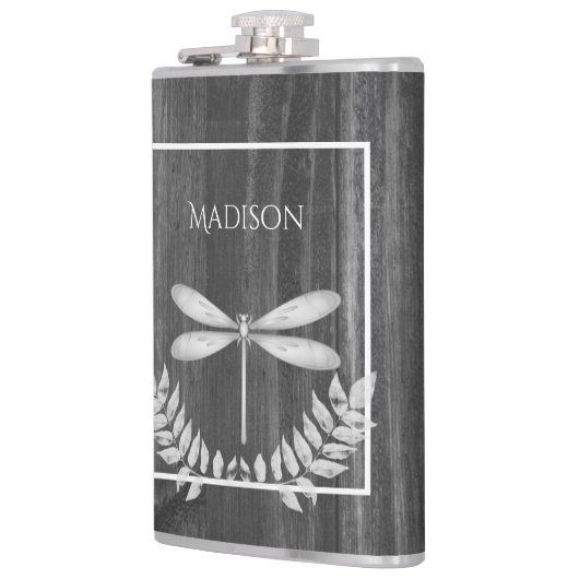 Silver Dragonfly Rustic Flask Heupfles (Links)