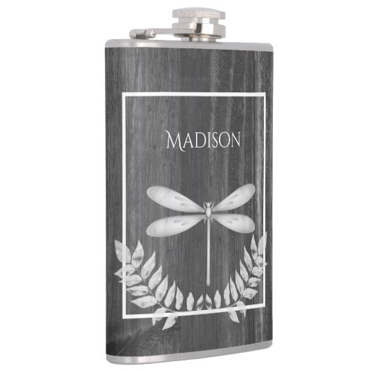 Silver Dragonfly Rustic Flask Heupfles (Rechts)