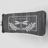 Silver Dragonfly Rustic Golf Head Hoesje Golfheadcover (Voorkant)