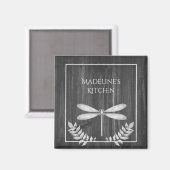 Silver Dragonfly Rustic Magnet (Voorkant / Achterkant)
