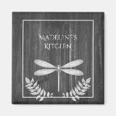 Silver Dragonfly Rustic Magnet (Voorkant)