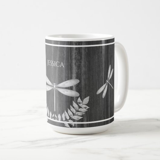 Silver Dragonfly Rustic Personal Coffee Mok (Voorkant rechts)