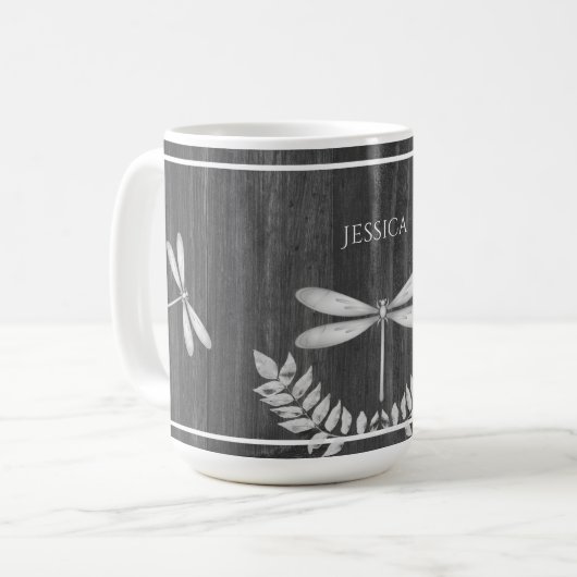 Silver Dragonfly Rustic Personal Coffee Mok (Voorkant links)