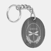 Silver Dragonfly Rustic Sleutelhanger op maat (Voorkant Links)