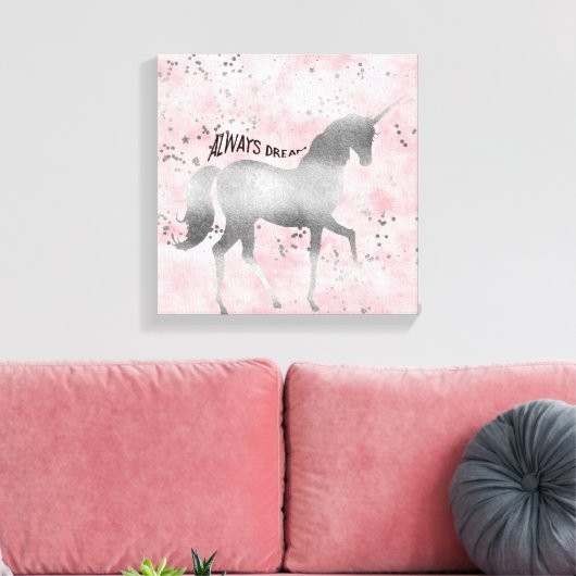Silver Dream Eenhoorn Canvas Afdruk (Insitu (Woonkamer))