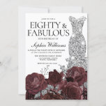 Silver Dress Burgundy Rozen 80th Birthday Party Kaart<br><div class="desc">Silver Dress Burgundy Rozen 80th Birthday Party Invitation Bekijk passend collectie in Niche en Nest Store Veel bedankt</div>