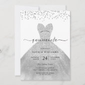 Silver Dress Elegant Glitter Quinceanera Party Kaart (Voorkant)