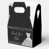 Silver Dress Faux Glitter Quinceanera Bedankdoosjes (Geopend)