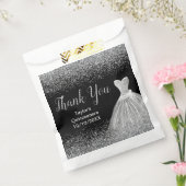 Silver Dress Faux Glitter Quinceanera Bedankzakje (Gezegeld)