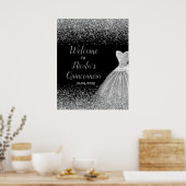 Silver Dress Faux Glitter Quinceanera Welkom Poster (Keuken)