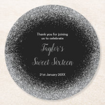 Silver Dress Faux Glitter Sweet 16 Birthday