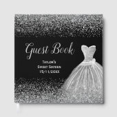 Silver Dress Faux Glitter Sweet 16  Gastenboek (Voorkant)
