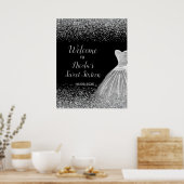 Silver Dress Faux Glitter Sweet 16 Welkom Poster (Keuken)