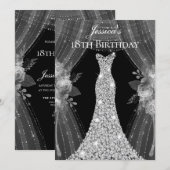 Silver Dress Girls 17e 18e verjaardag Kaart (Voorkant / Achterkant)