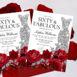 Silver Dress Gown Red Roses 60th Birthday Party Kaart<br><div class="desc">Silver Dress Gown Red Roses 50th Birthday Party - 50 and Fabulous Invitation Zie bijbehorend collectie in Niche en Nest Store Veel bedankt</div>