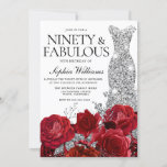 Silver Dress Gown Red Roses 90th Birthday Party Kaart<br><div class="desc">Silver Dress Gown Red Roses 90th Birthday Party Invitation Bekijk collectie in Niche en Nest Store Veel bedankt</div>