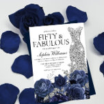 Silver Dress Navy 50 & Fabulous 50th Birthday Kaart<br><div class="desc">Silver Dress Navy Flowers 50 & Fabulous 50th Womans Birthday Party Invitation Zie overeenkomend collectie in Niche en Nest Store Veel bedankt</div>
