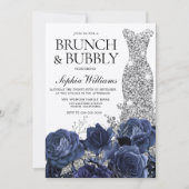 Silver Dress Navy Brunch & Bubble Vrijgezellenfees Kaart (Voorkant)