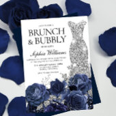 Silver Dress Navy Brunch & Bubble Vrijgezellenfees Kaart