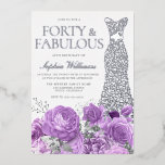Silver Dress Paarse Lavender Floral 40th Birthday Folie Uitnodiging<br><div class="desc">Silver Dress Paarse Lavender Floral 40th Birthday Veertig & de Uitnodiging van de Folie Bekijk andere uitnodigingen in onze Niche en Nest Store</div>