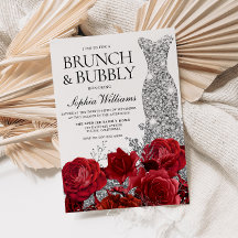 Silver Dress Red Rose Brunch Bubble Vrijgezellenfe