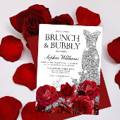 Silver Dress Red Rose Brunch Bubble Vrijgezellenfe Kaart