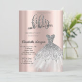 Silver Dress, Roos Gold 50th Birthday Party Invit Kaart (Staand voorkant)